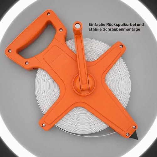 QWORK Fibreglass Tape Measure Tape 30 m / 100 FT, Double-Sided Orange 1 Piece