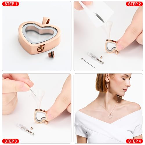Glass Cremation Jewelry Necklace with Heart for Ashes Stainless Steel Keepsake Urn Ash Pendant Urn Necklace Keepsake for Urn for Memorial Jewelry D