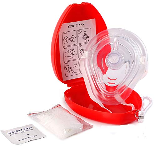 [Australia - AusPower] - ASA TECHMED Medical First Aid CPR Mask for Adult/Kids Pocket Resuscitator with One-Way Valve  Hard Case with Wrist Strap, Gloves, Wipes and 2 Keychain CPR Face Shield Approved 