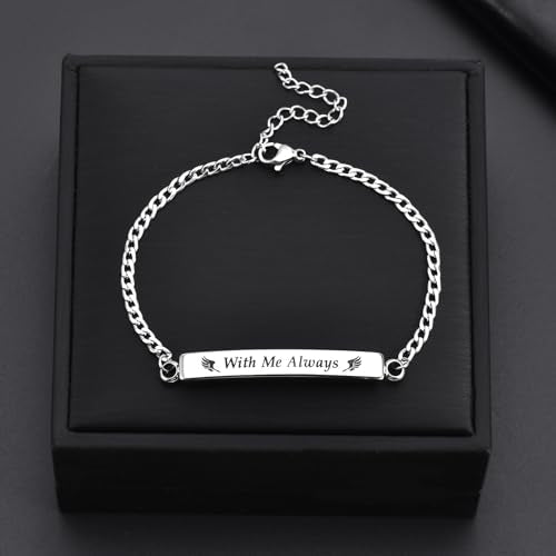RIPFEVURN Bar Cremation Jewelry Urn Bracelet for Ashes for Women Men Memorial Ashes Keepsake With Me Always Link Bracelet Silver-Link Chain