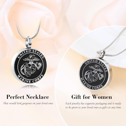Minicremation Cremation Jewelry for Ashes UNITED STATES Army/Air Force/Navy/Firefighter Memorial Urn Necklace for Ashes Keepsake Pendant for Women Men US-Marine Corps