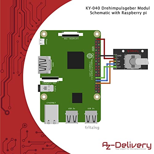 AZDelivery KY-040 Rotary Encoder, Rotary Encoder, Module Compatible with Arduino, Includes E-Book!