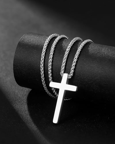 18/20In Cross Necklace for Men Birthday Confirmation Baptism Christian Gifts for Boys Teen 18inches