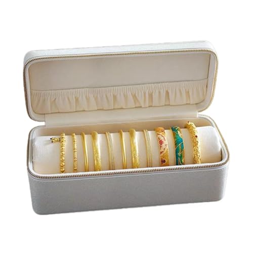 Bescott Bracelet Jewelry Box with 1 Removable Roll - Holder stores Bracelets Bangles Watches Display on Stand or Dresser Beige-Large-12.2”X4.5"X4.5"