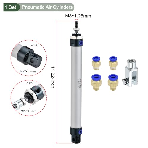 YOKIVE Pneumatic Air Cylinder, with Y Connector and Quick Fittings, Great for Punching Machines, Pneumatic System, Material Handling (MAL 20x150)