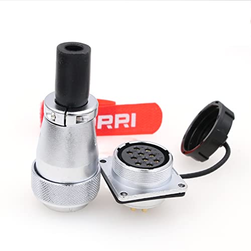 Weipu WS28 10 Pin AC-DC Circuit Signal LED Heavy Duty Industrial Bulkhead Plug Male Plug Female Socket Square Flange Panel Metal Aviation Bullet Plug 10 pin 25 A