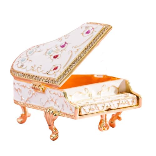 Dzrige Musical Jewelry Box for Women, Piano Music Box with Rhinestones