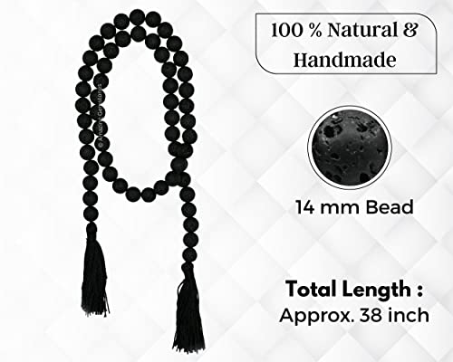Amazing Gemstone Lava Crystal Farmhouse Decor Beads with Tassel - 38" Crystal Bead Garland Decor for Farmhouse Wall Decor, Home, Coffee Table, Shelf - Rustic Country Boho Prayer Beads Wall Decor Lava - 14mm Beads
