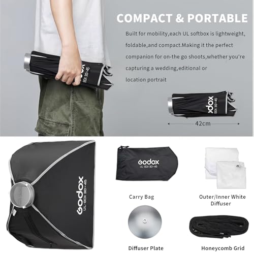 Godox Quick Release Softbox UL-12"x18",Bowens Mount Umbrella Softbox 30 x45 cm