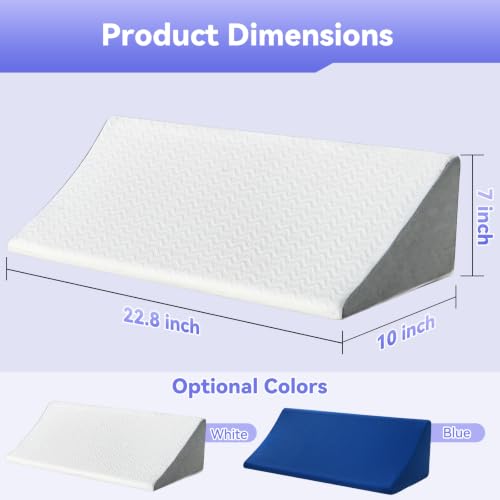 Vekkia wedge pillow for side sleeping with high-density foam, white and gray, provides back support and body positioning.