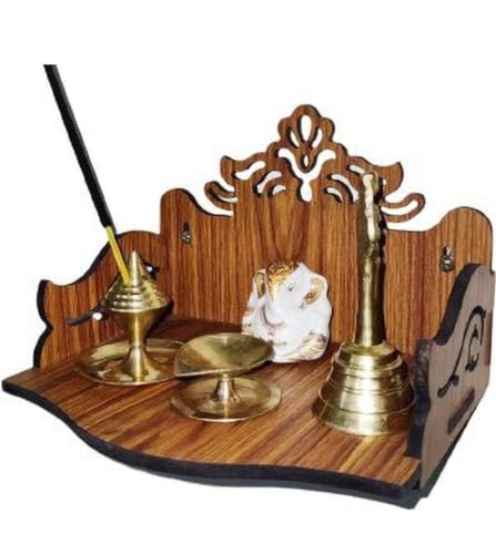Generic Small Beautiful Wooden Temple/MANDIR for Home/Office/Shop (DIY)(15 CM /6 INCHES) (Brown), JCSMEJ3903