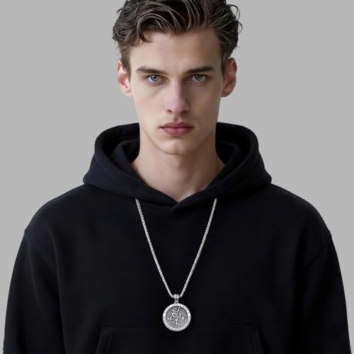 925 Sterling Silver Patron Saint Necklace St Michael/St Christopher Pendant St. Christopher