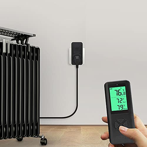 [Australia - AusPower] - DIGITEN Wireless Thermostat Plug-in Temperature Controller Outlet Remote Control Built in Temp Sensor Thermometer Heating Cooling Mode for Fan Heater Greenhouse Home Brew Reptile, Black 