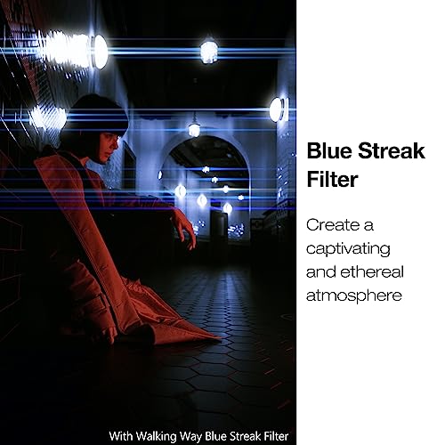 Walking Way 82mm Variable Blue Streak Filter, Rotating Cinematic Flare