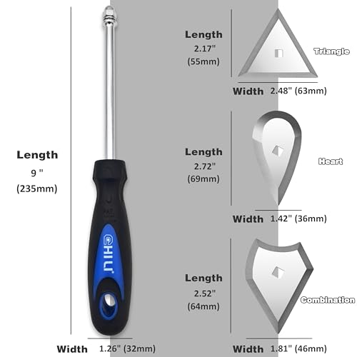 CHILI 3-in-1 stainless steel paint scraper set with triangle, combination, heart blades and replacements