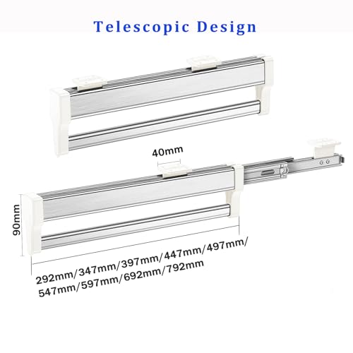 Pull Out Closet Rod, Closet Valet Rod Slide Out, Pants Rack 13.7inch White 347mm/13.7inch