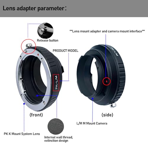 PK to LM Lens Adapter for Pentax K PK P/K Mount Lens to for Leica M L/M M9 M8 M7 M6 M5 (PK-L/M Adapter) Pentax K PK to LM Adapter