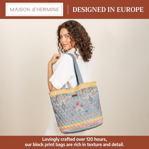 Maison d' Hermine Shopping Bags Cotton Quilted Tote Bag with Zipper Pockets 027 - Marquise