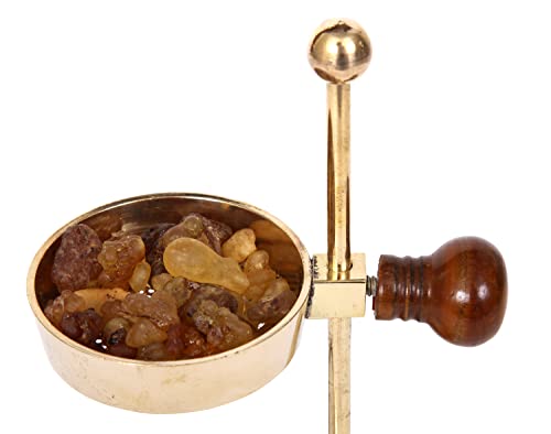 Resin Incense Burner – Dual Use Tea Light or Charcoal Heated | Adjustable Brass Design for Frankincense, Myrrh & Copal | Spiritual Gift for Home Fragrance Brass Burner Candle Heated