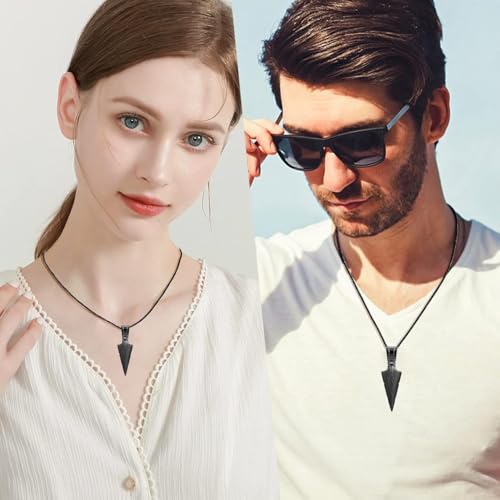 Hearbeingt Arrowhead Urn Necklace for Ashes Cremation Jewelry for Men 1Silver+Black