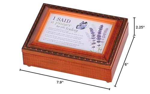 Dicksons I Said A Prayer Amazing Grace, Woodgrain Finish 8 x 6 Inch Polymer Trinket Jewelry Music Box