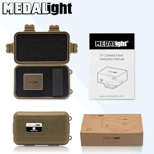 MEDALight F1 Mini Camera Flash Camera Flash Speedlite for Ricoh (GR3/GR3X,etc.) Fuji/Sony ZV1/Nikon/Canon,Digital Film Cameras,Portable Mini hot Shoe Flashlight for DSLR Cameras.(Brown Rosegold) Brown Gold