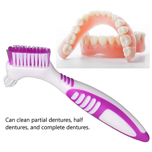 Denture Toothbrush, Double-Sided Denture Brush, Braces Cleaner, Denture Cleaning Brush, Toothbrush for Cleaning Partial Dentures, Half Dentures and Full Dentures