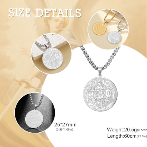 Saint Michael Archangel Necklace San Miguel Arcangel Medal Necklace Silve