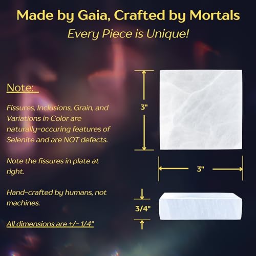 Om Zone Selenite Charging Plate for Cleansing Crystals & Healing Stones, Meditation, Reiki, Protection Crystals, Spiritual Gift (1, 3" Square) 1