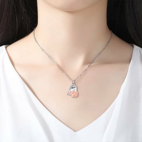 Rose Flower Urn Necklace Cremation Jewelry for Ashes Heart Keepsake Memorial Locket Jewelry for Women Sister