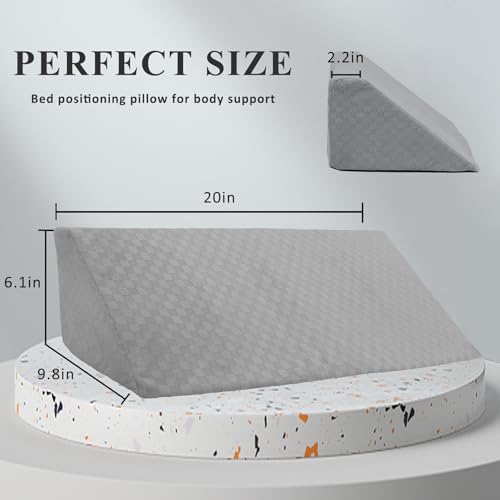 Bed Wedge Pillow for Side Sleeping Sponge Filled Body Positioning Light Gray