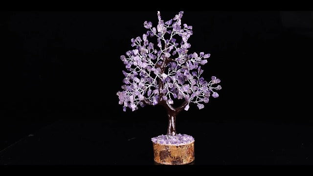 YATSKIA Amethyst Crystals Tree - Room Decor - Crystal Tree of Life - Spiritual Gifts for Women - Stones and Crystals - Bonsai Tree from Daughter - Good Luck Tree - Gemstone Tree Amethyst Silver Wire