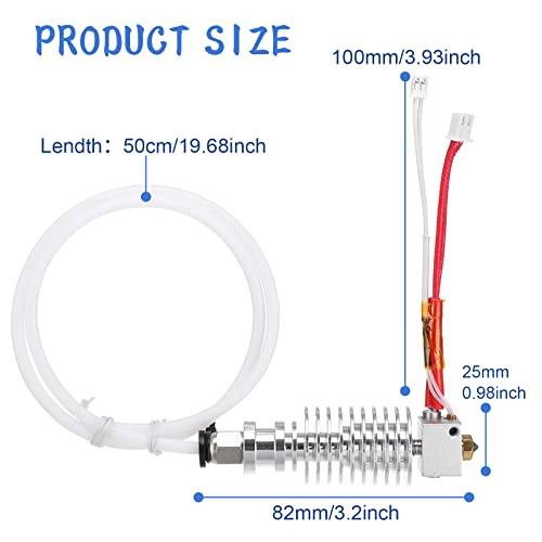 2 Pieces Replacement Straight-Type Metal V5 J-Head hotend extruder for anycubic i3 mega extruder 3D Printer Accessories extruder anycubic Head (White) Pack of 2