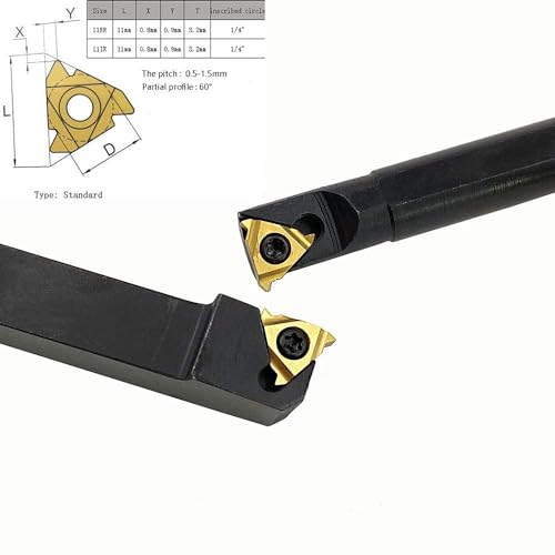 14pcs SER 1010H11 Male Thread Turning Tool Holder + SNR 0010K11 CNC Lathe, Female Thread Rotary Tool Holder with 11ER AG60 11IR AG60 CNC Indexable Threading Carbide Blade