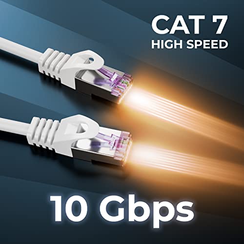 deleyCON 3,0m CAT7 Network Cable RJ45 10 Gigabit SFTP PiMF - White | Patch cable Ethernet cable, copper, for high-speed LAN, DSL, switch, modem, router, patch panel, CAT7 CAT6 CAT5 3 M