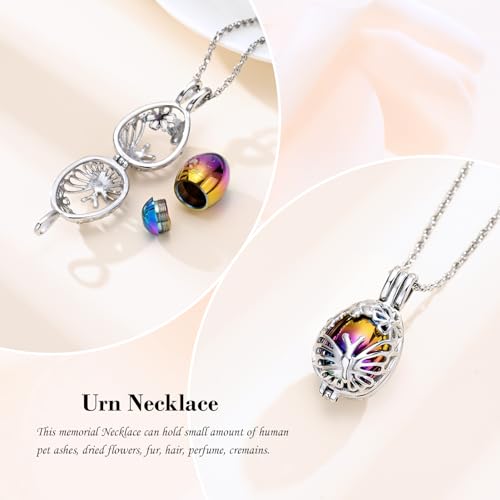 Minicremation Teardrop Butterfly Urn Necklace for Ashes Stainless Stee Hollow Mini Keepsake Urn for Women Men Cremation MemorialPendant Keepsake Jewelry Colorful-Always