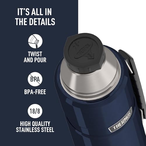 THERMOS Stainless King Vacuum-Insulated Beverage Bottle, 40 Ounce, Midnight Blue 40 Ounces