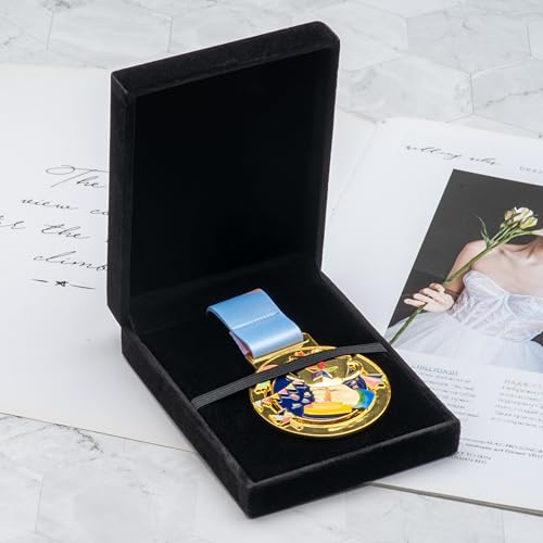 COWFEX 3-piece velvet jewelry box set with single medal display storage cases for organizing and protecting medals and jewelry.