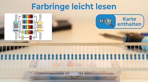 100 Pieces 1/2 W ± 1% Tolerance 120Ω Metal Film Resistor Set for DIY Projects and Experiments, with Separate Moisture Protection Packaging + Resistance Colour Code | 120Ω Resistor,Klare Farbringe & verstärkte Drähte, ideal für DIY und Experimente, Feuc...