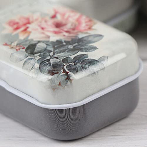 32Pcs Mini Flower Tin Trinket Jewelry Organizer Box Tinplate Storage Case with Lid Small Rectangular Bead Container for Storage of Small Items, Crafts, Christmas stocking stuffers(flower) Floral