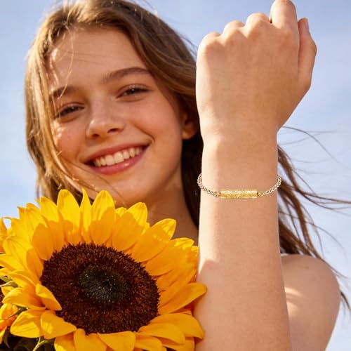 constantlife Cremation Bracelet for Ashes for Women Stainless Steel Sunflower Cylinder Urn Adjustable Link Bangle Memorial Jewelry Loved Ones Ashes Holder Keepsake Golden