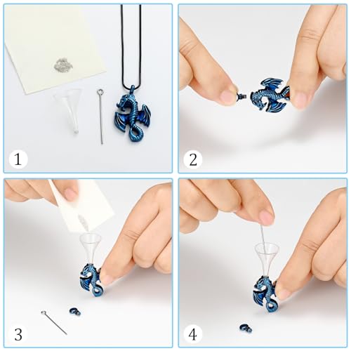 Dragon Urn Necklace for Ashes Viking Cremation Jewelry Stainless Steel Memorial Necklaces Ash Holder for Human Pets Keepsake Jewelry with Fill Tool Blue