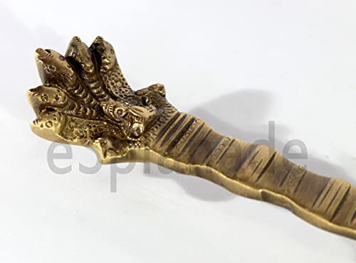 eSplanade Brass Panchmukhi Nag Head Pooja Diya | Home Decor | Oil Lamp, Deepak, Aarti Diya - Golden, 8.5" Inches