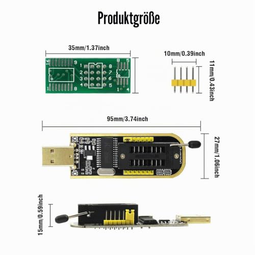 SOIC8 SOP8 Test Clip CH341B 1.8V Converter SOP8 to DIP8 Burning Socket for EEPROM 25CXX / 24CXX + CH341A 24 25 Series USB for Windows, macOS, Linux, Personal Computer, Laptop