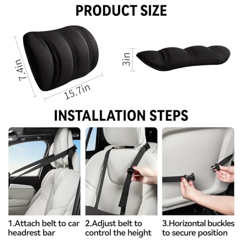 Gray Veitail lumbar support pillow for car seats, adjustable back support cushion for improved comfort during drives.