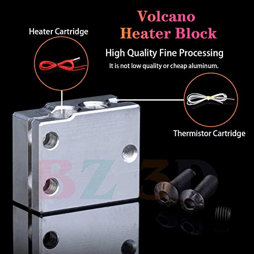 V6 Volcano All Metal Hotend High Flow,Volcano Hardened Steel Nozzle 0.4mm,Titanium Alloy Heatbreak,Heater Block Aluminum for V6 Volcano Hotend Kit,Titan,Dual Drive Extruder. Hardened Steel Nozzle Kit