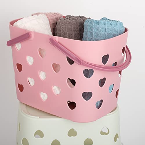 Portable Shower Caddy with Handle Plastic Shower Basket Organizer, Pink 2 Pack