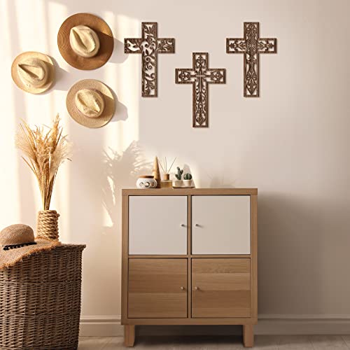 Yookeer 3 Pcs Wooden Cross Wall Decor Cross Hanging Handmade Antique