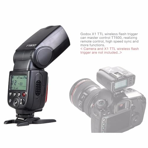 GODOX TT600 Camera Flash for Canon Nikon Pentax Fujifilm Olympus Panasonic Pentax Cameras,Built-in Godox 2.4G Wireless X System,Convenient LCD Panel,Master/Slave GN60 Flash,0.1-2.6s Recycle Time