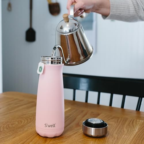 S'well Stainless Steel Traveler - 16 Fl Oz - Pink Topaz - Triple-Layered Vacuum-Insulated Travel Mug Keeps Coffee, Tea and Drinks Cold for 24 Hours and Hot for 12 - BPA-Free Water Bottle